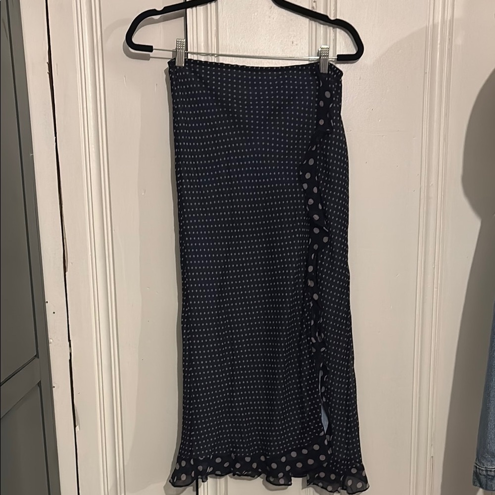Elegant Navy Polka Dot Maxi Skirt
